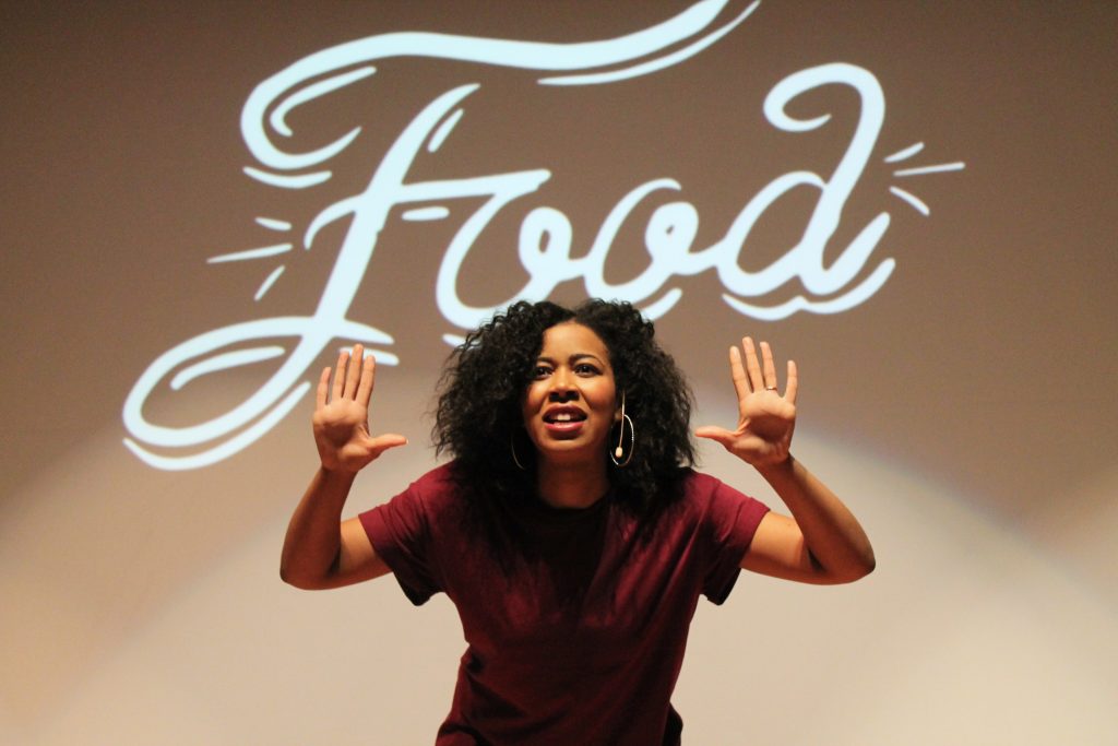 Rhonda in her one woman show "Food"