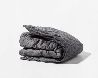 Grey Gravity Blanket folded in a square on a white background