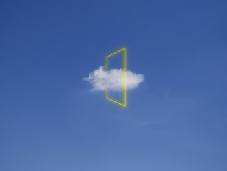 Yellow light rectangle around cloud