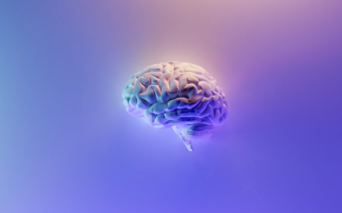 brain against a purple background
