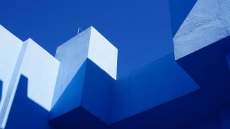abstract photo of blue building against blue sky